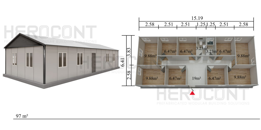 Bureau de direction préfabriqué de 97 m²