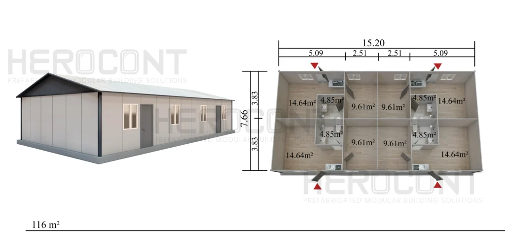 116 m² Workers' Dormitory