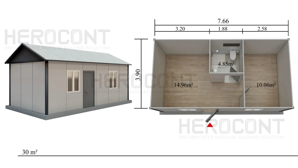 Módulo prefabricado de 30 m²