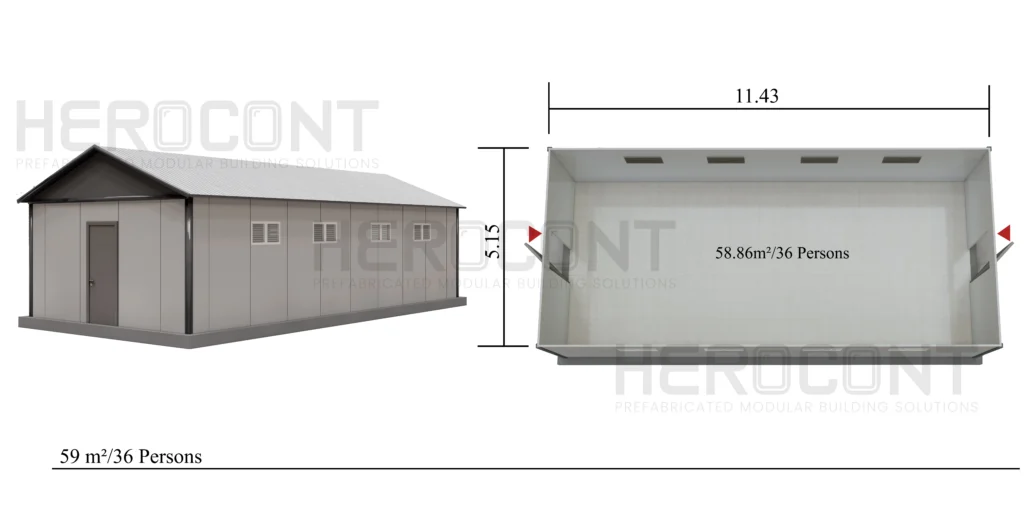 59 m² Prefabrik Şantiye Binası