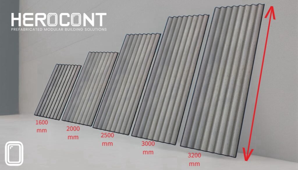 Fibercement corrugated sheet dimensions